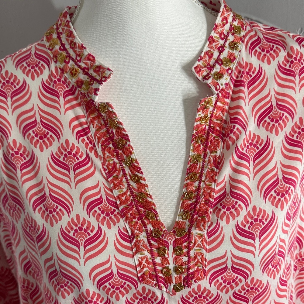 Foxcroft Pink and White Patterned Blouse - Picture 7 of 14